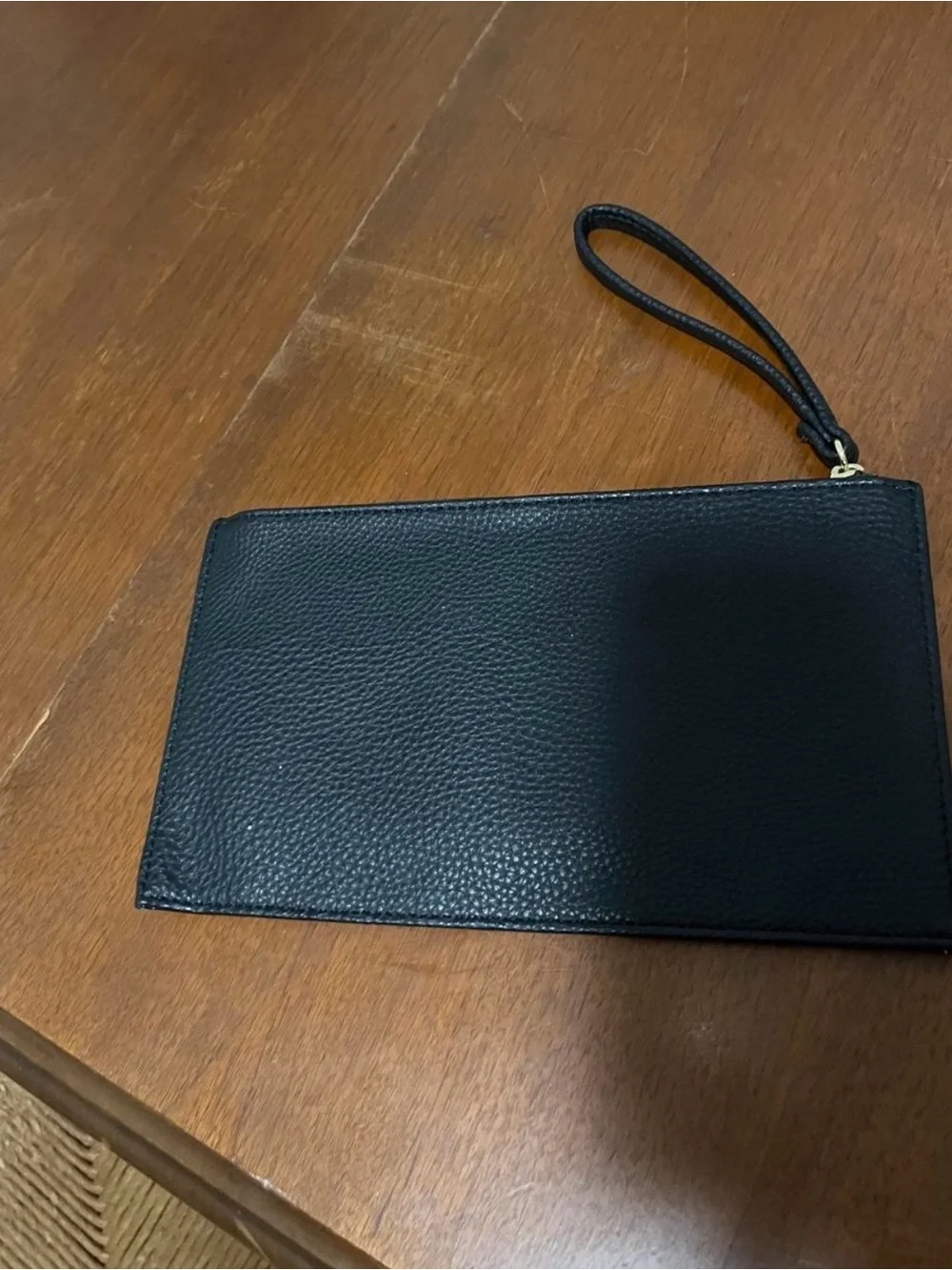 Juicy Couture Black Pebbled Leather Wristlet Pouch with Gold Logo